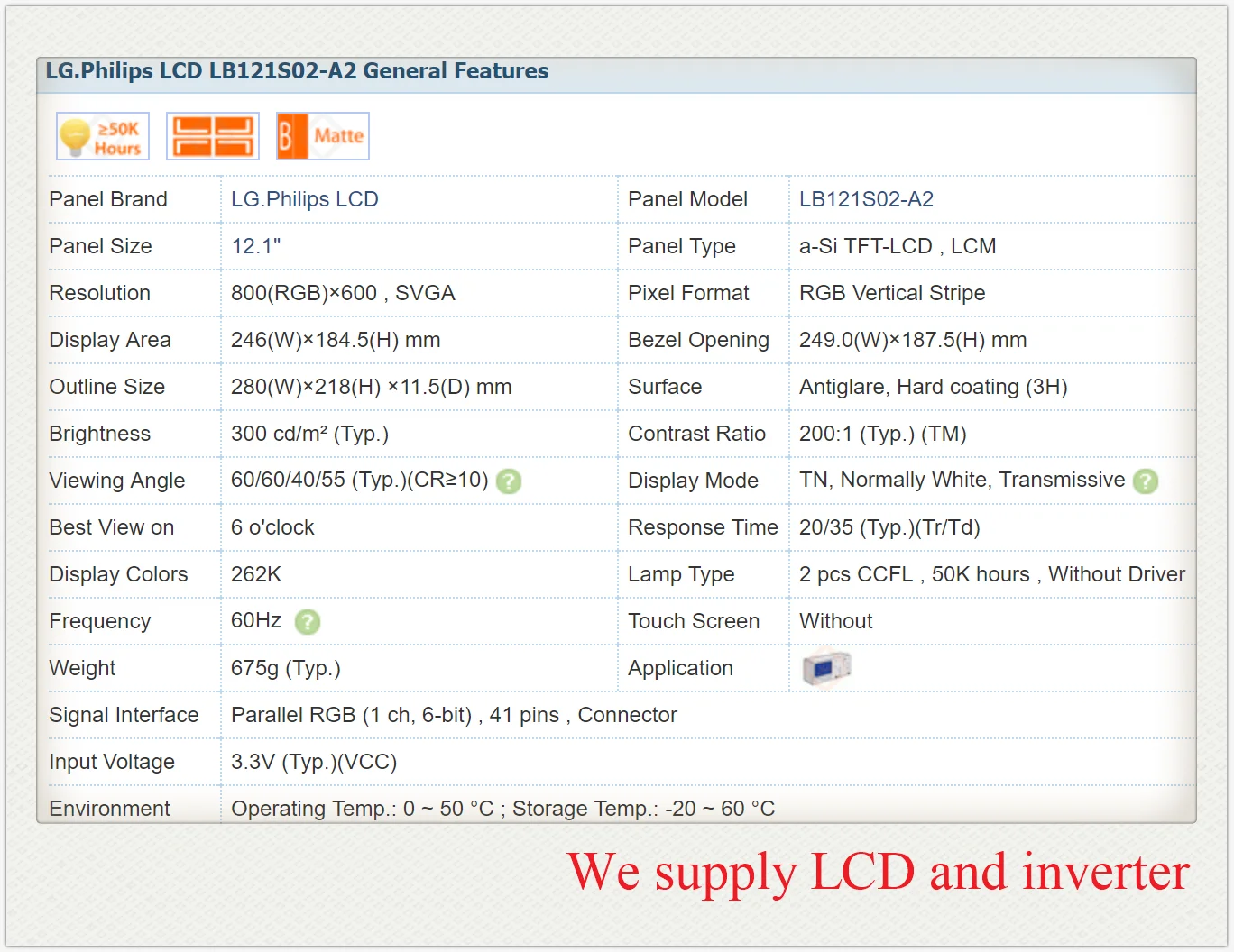 LB121S02 LB121S02(A2) LB121S02-A2 12.1 Inch Tft Lcd, Nieuwe & A + Grade In Voorraad, getest Voor Verzending