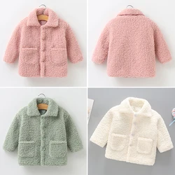 2024 primavera autunno peluche ragazze giacca manica lunga tenere in caldo capispalla natale principessa cappotto bambini vestiti 2 3 4 5 6 7 anni