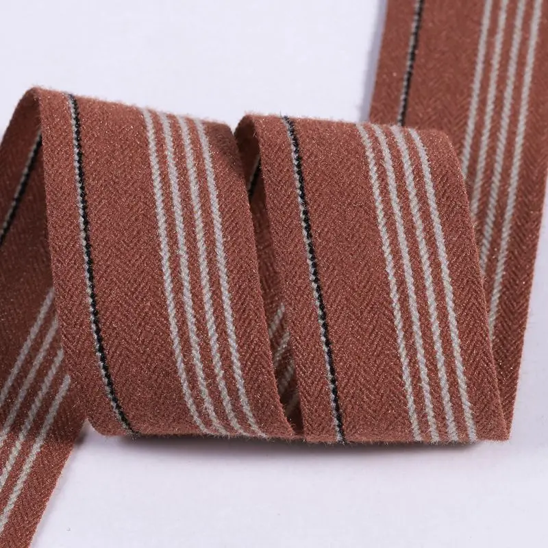 New Stripe Ribbon Cotton Farbic Handmade Craft Material Sewing Decoration Accessories 10 16 25 38mm For Hair Bows Blouse Navy