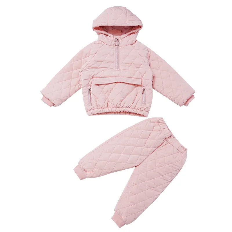 Fashion Baby Girls Winter Clothes Set 1-6Years Old Cotton Padded Hooded Warm Coat Pants 2Piece-Sets Girls Outfits image 5