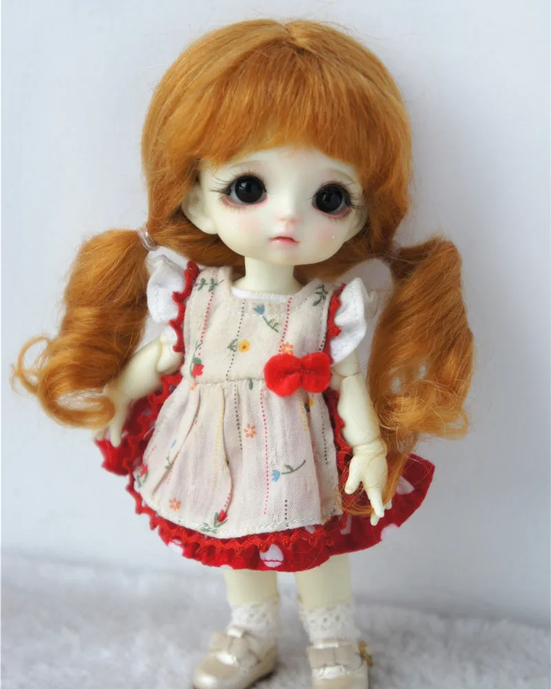 OB11 Mohair Doll  wigs  JD426 5-6inch  4-5inch  Double Baby Curl Pony  BJD Hair  1/12 1/8 Lati  yellow Doll Accessories