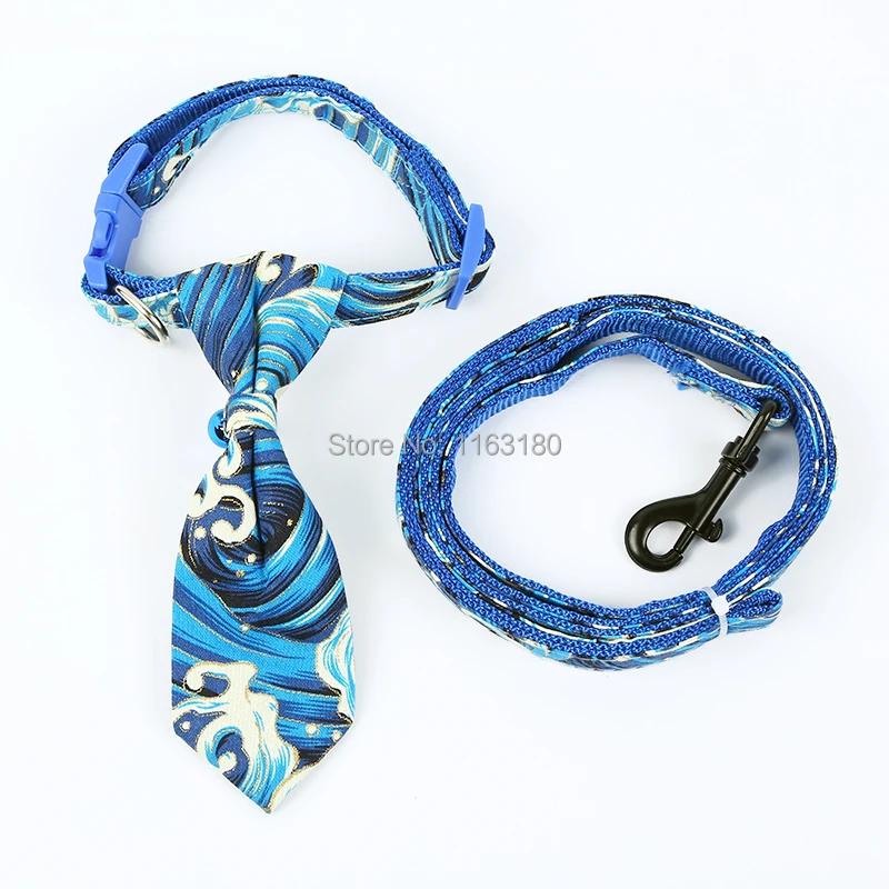 120 Sets/lot Dog Collar with Bow tie and Leash Personal Custom Adjustable Pet  Dog Cat Neck Tie Pet Gromming Product