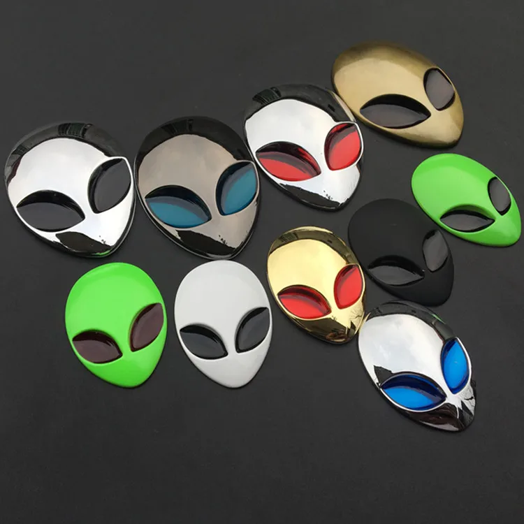 

1 Pcs Metal 3D Alienware Alien Head Auto Logo Sticker Vinyl Badge Emblem Motorcycle Car Head Cover Sticker Car Body Styling