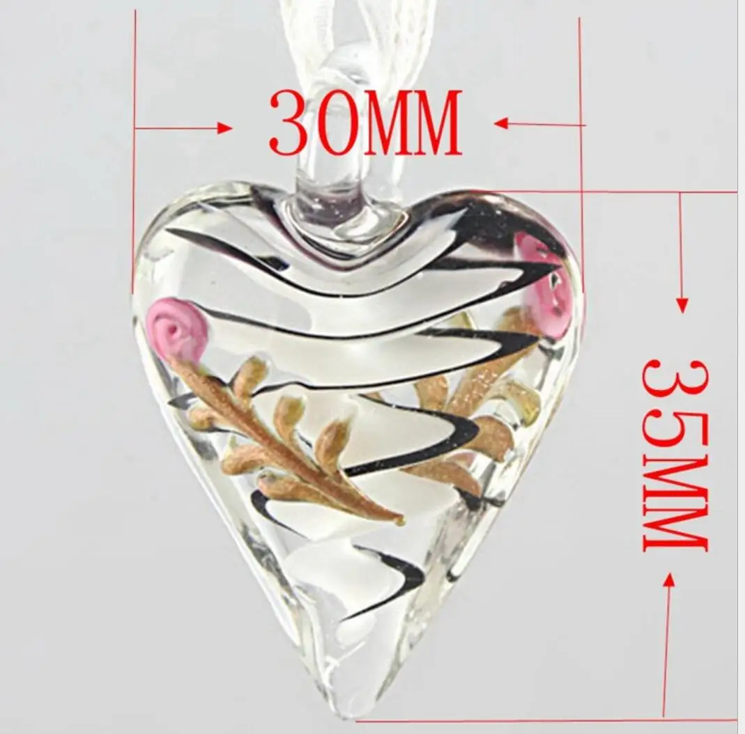 New Handmade Murano Lampwork Glass LiuLi  Heart Pendant 30*35MM Fit Necklace  Jewelry Gifts LL76