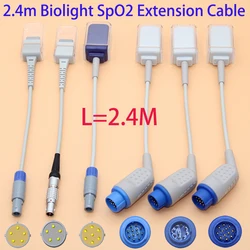 2.4m SpO2 sensor adapter/extensoin cable for Biolight patient monitor,Apply to BLT M6/M12/M69/M66/M8500/M9500/M7000/A8/V6 model.