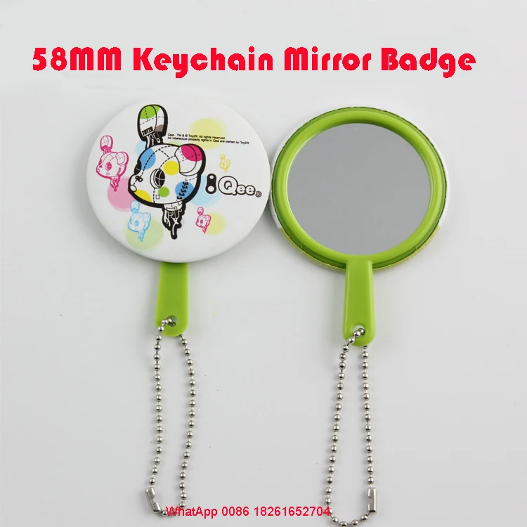 58mm Keychain Mirror Button Badge Blank Material DIY Button Badge Material Mirrior badges  keychain 100pcs/PKg