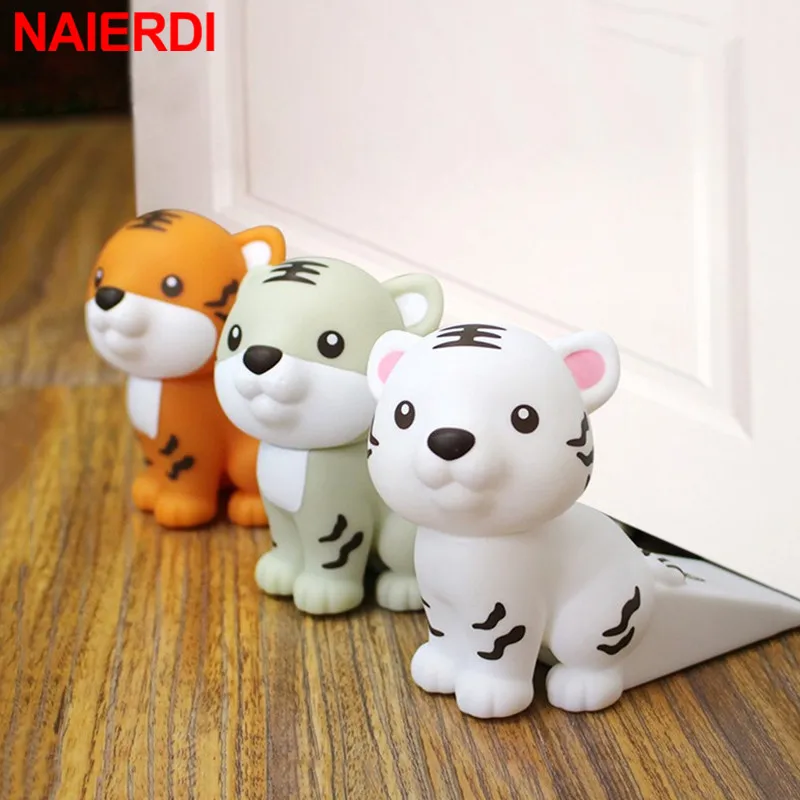 NAIERDI Safety Creative Cartoon Door Stopper Silicone Tiger Home Door Stop Wedge Door Catcher Children Toy Security Baby Protect