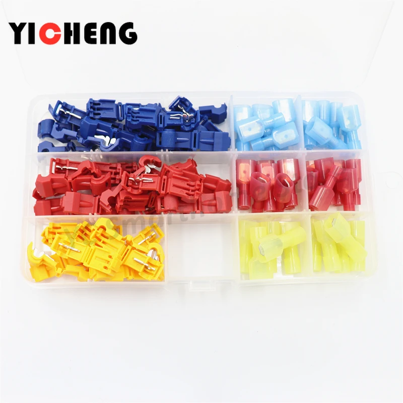 70PCS/35Pairs DIY boxed  T-type quick connector crimp terminal cable convenient connector score lock quick connector T1 T2 T3