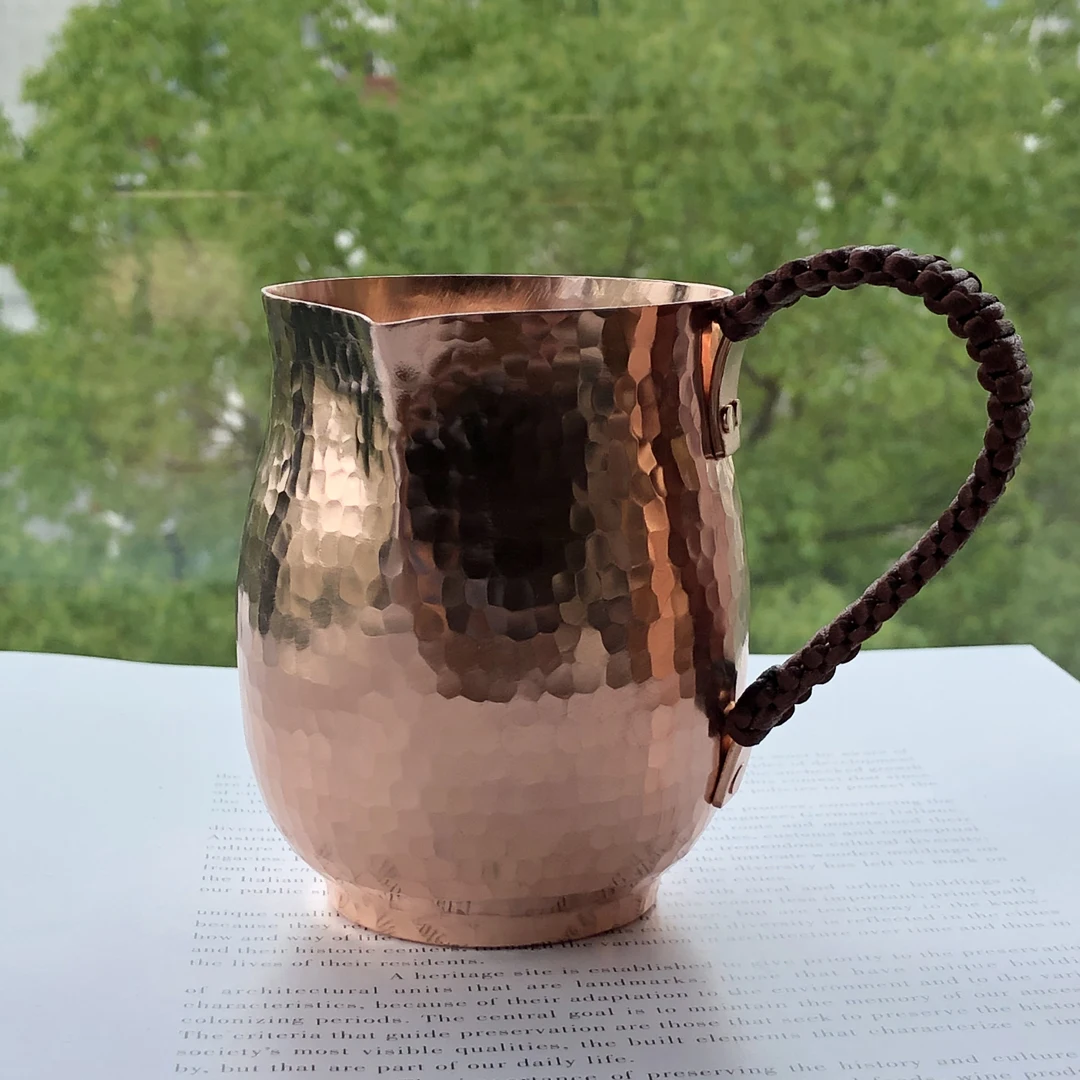 Pure Copper Latte Pitcher, Hot Milk Cup, Copper Mug, Water Pots, Kettles, Hammer Handcraft Drinkware, Tableware, 400ml, 800ml