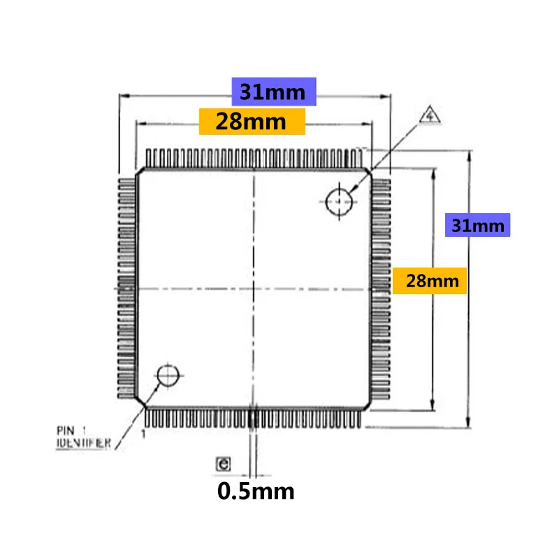 0.5Mm IC51-2084-1052-5 Test Socket Clamshell Soorten TQFP208 QFP28 Ic Socket 28x28mm