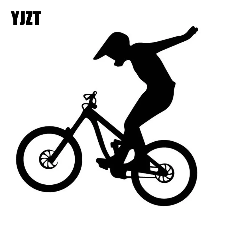 YJZT 15.2CM*15CM Original Bicycle Rider BMX Skills Extreme Maximal Sport Vinly Decal Decor Car Sticker Black/Silver C27-0670