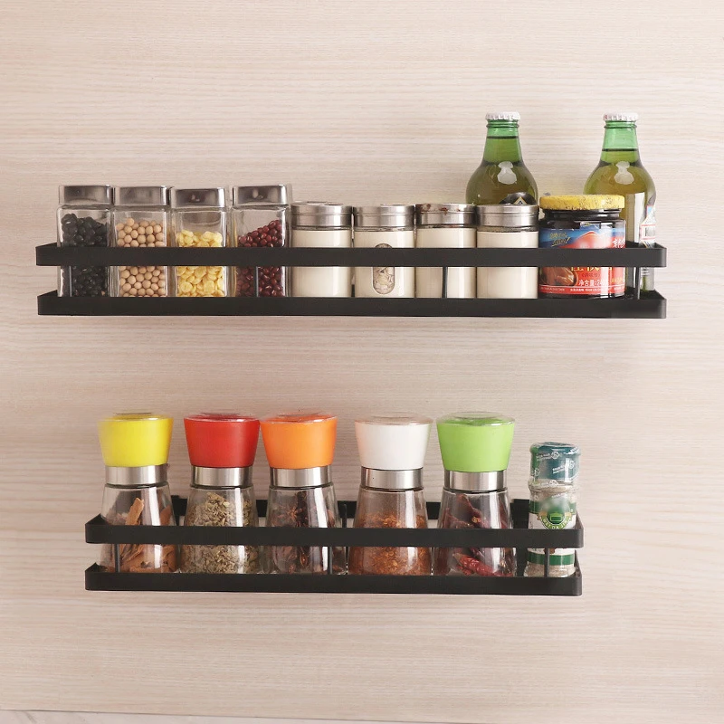 Kitchen Wall Shelf Storage Organizer Shelf Spice Rack Punch Free Stainless Steel Storage Shelves Rack for Kitchen Bathroom