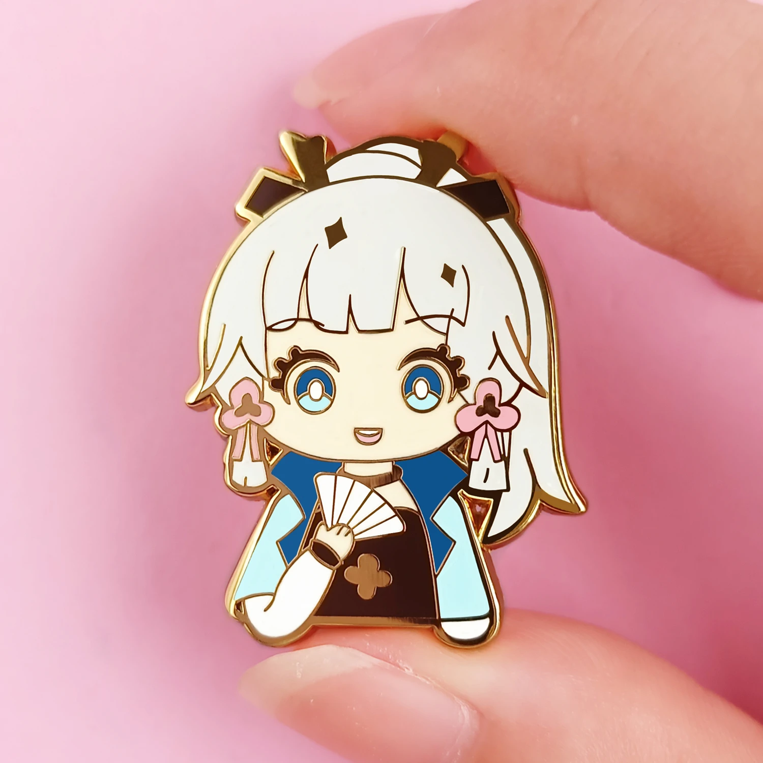 Genshin Impacts Kamisato Ayaka Hard Enamel Pin Cute Cartoon Girl Elegant Egret Princess Brooch Anime Game Fans Pins Jewelry Gift