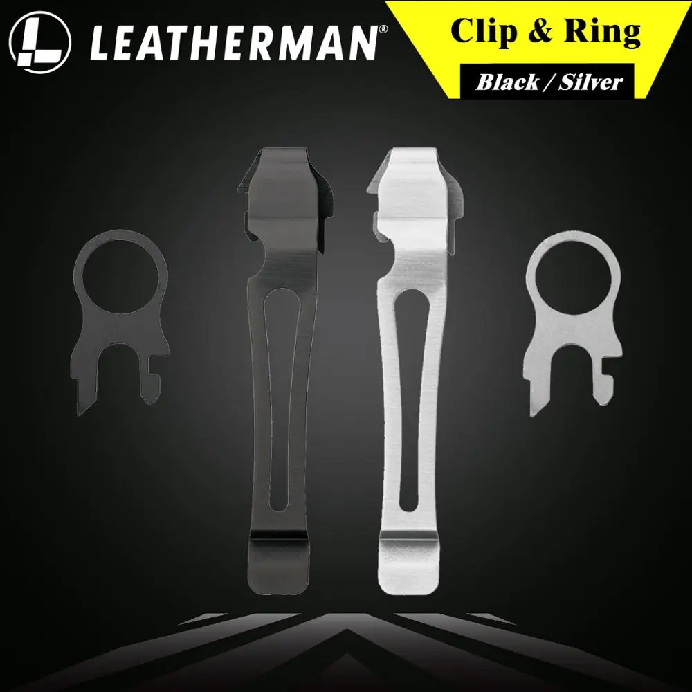 Leatherman Quick-Release Pocket Clip and Lanyard Ring Silver/Black 934850/934855