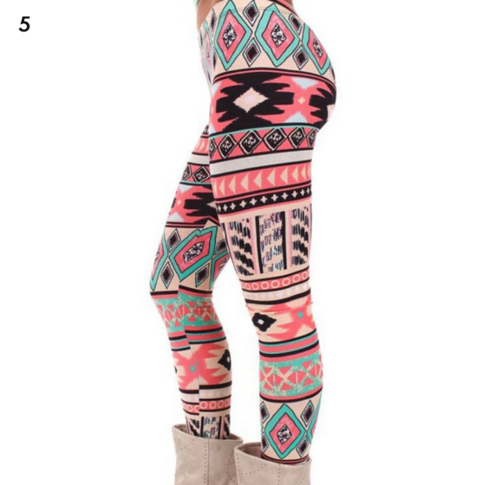 Christmas Print Leggings Women Slim Fit Elastic Pants Elk Snowflakes Striped Harajuke Leggings Female Flowers Pants Xmas Gifts