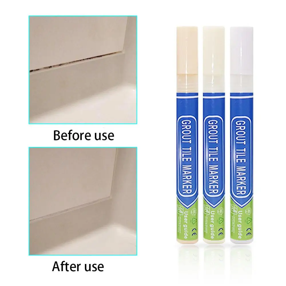 Gray White Tile Caulking Seam Pen Marker Multi-type Home Wall Golden Grout Pen Resistant Bathroom Kitchen Tile Repair Anti Mould