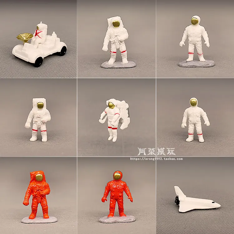 Figura de acción de astronauta en miniatura, modelo de sonda Lunar, vehículo espacial, nave espacial, decoración de jardín de hadas, adornos, estatuilla de juguete