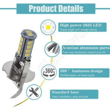 1/2 個 H3 LED 車燈霧燈日行燈汽車燈泡 18SMD 2835 超亮手電筒自行車頭燈 6V 直流 6 伏 8 最佳銷售 6V H3 LED - №2