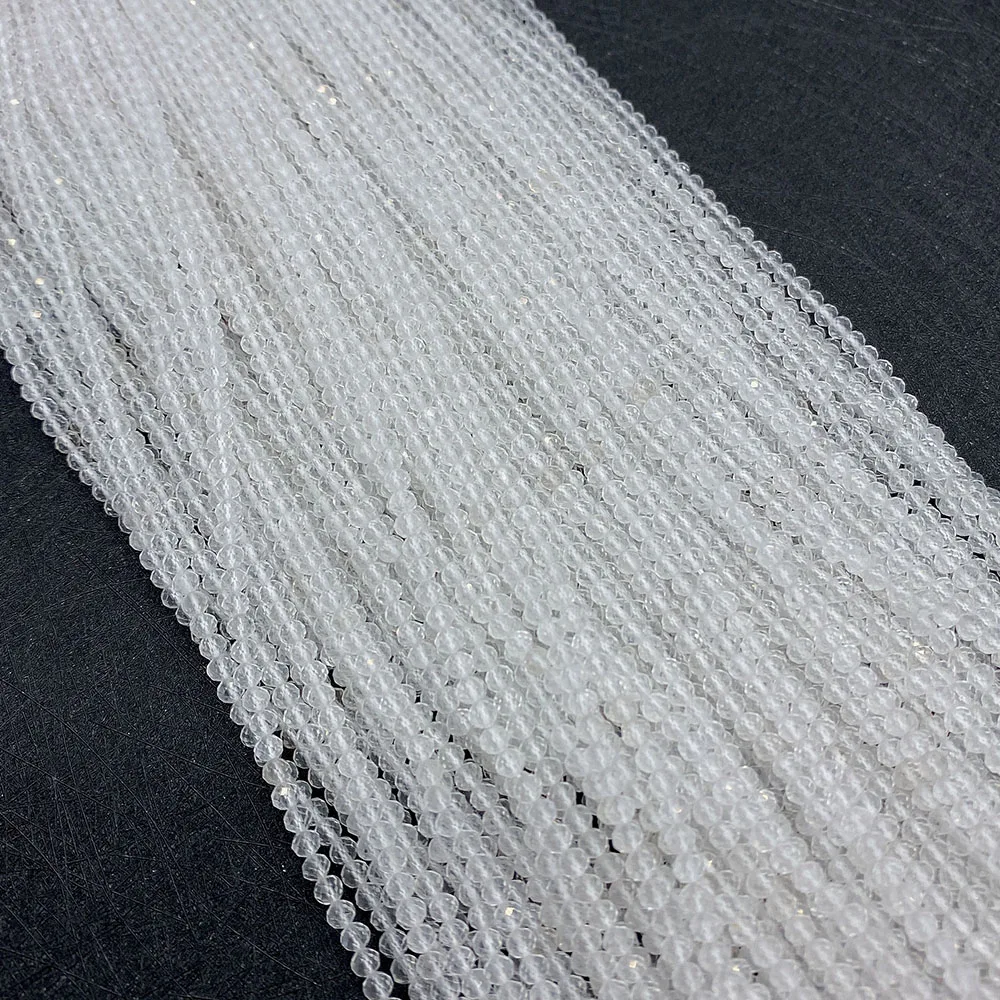 2mm 3mm 4mm Natural Stone High Quality White Crystal Faceted Beads for Jewelry Making DIY Necklace And Bracelet Accessories