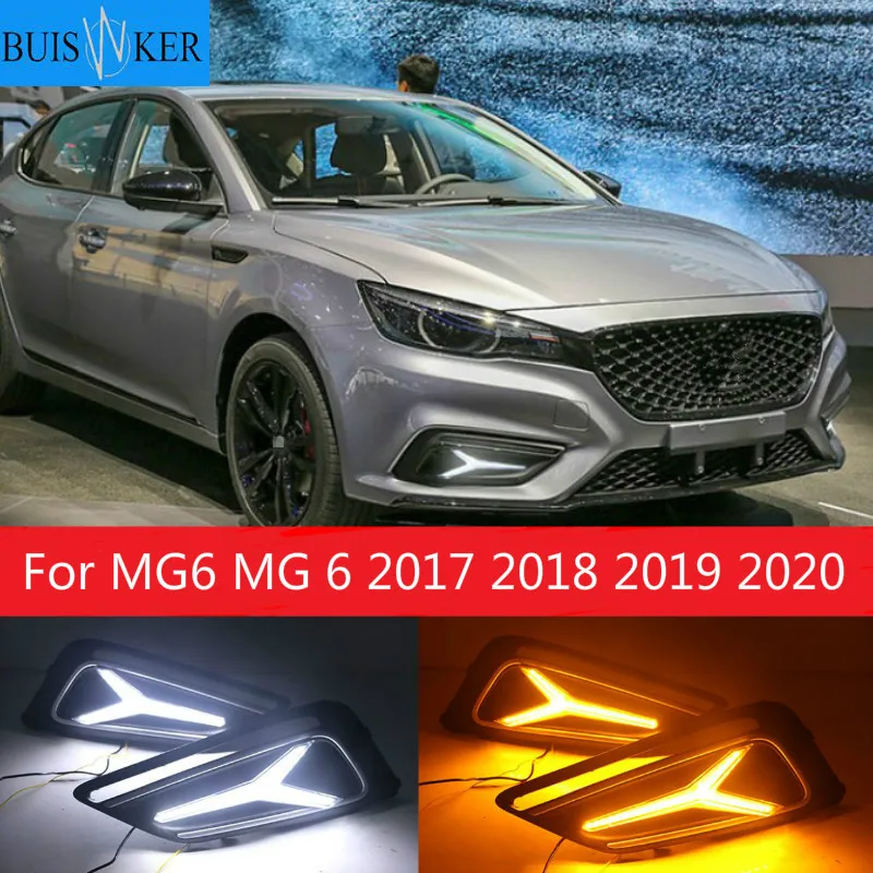 

1 Pair DRL for MG6 MG 6 2017 2018 2019 2020 Fog Lamp Covers Car LED Daytime Running Lights White Yellow Blue Running Turn signal