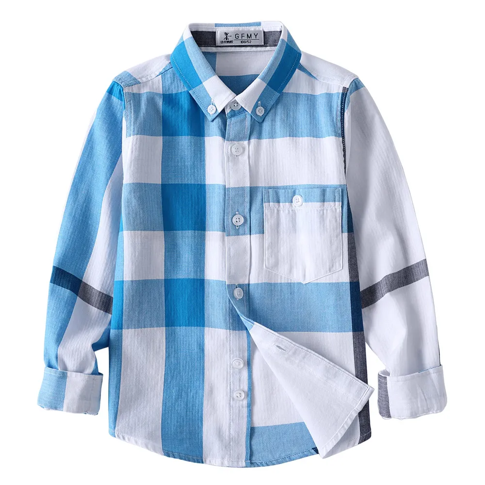 GFMY 2020 summer 100% Cotton Full Sleeve Fashion kids Plaid Shirt 3T-14T Casual Big Kid Clothes Can Be a Coat