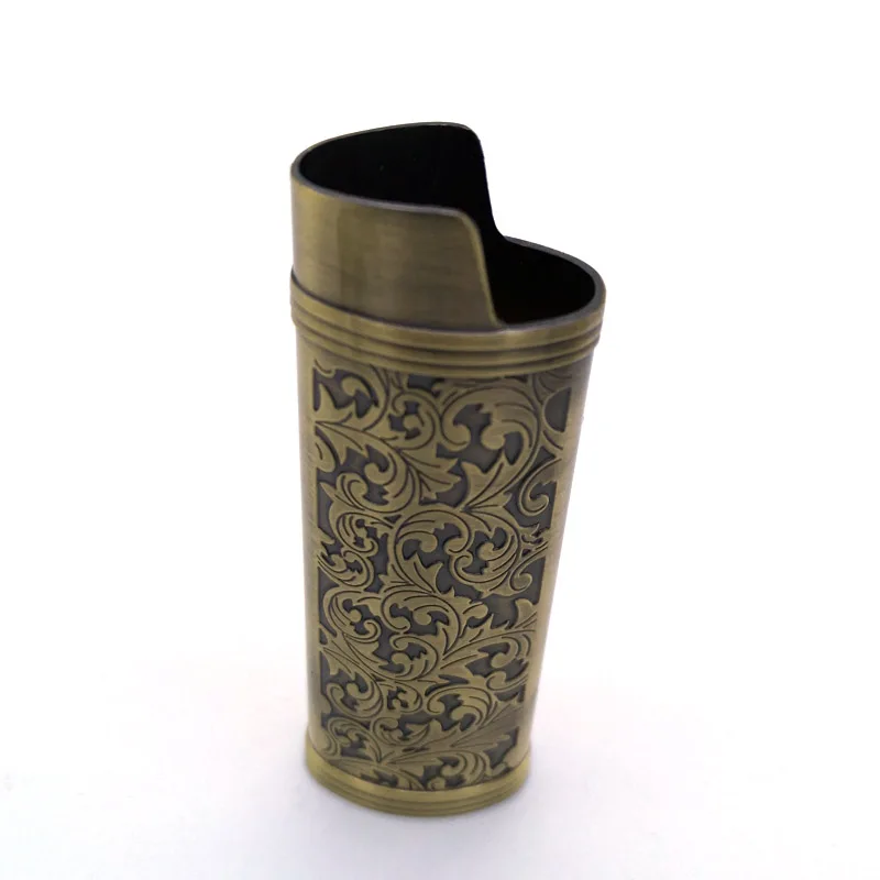 Metal Armor Classic Size Lighter Pouches Arabesque Hollow carving J5/J3/J8 Lighter Case Cover Holder For Bic