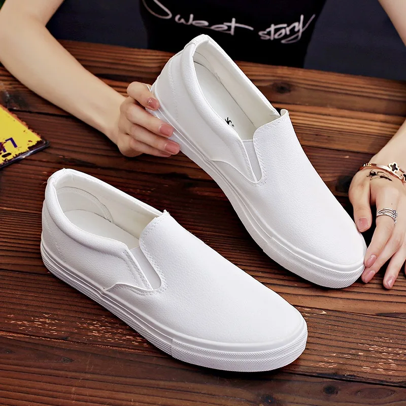 Fashion Cool Young Men Street Shoes Soft Mens Casual Shoes Brand Loafers Male Footwear Black White Shoes KA3764