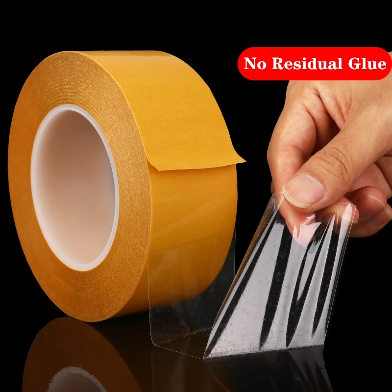 50M Double Sided Tape PET Acrylic Adhesive Tape No Trace Clear Sticker Strong Transparent Packing Paper Craft Handmade Card