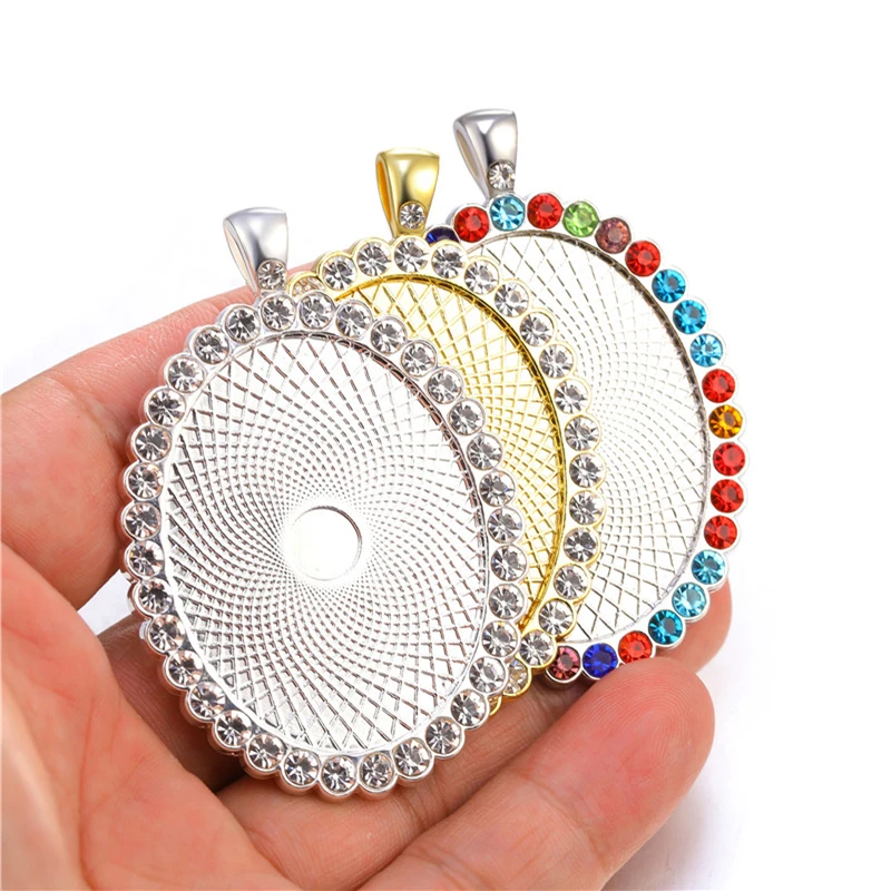 5 sztuk owalne kolorowy kryształ wisiorek baza 30x40mm stop taca piękna biżuteria Making dla wisiorek naszyjnik DIY Handmade ustalenia