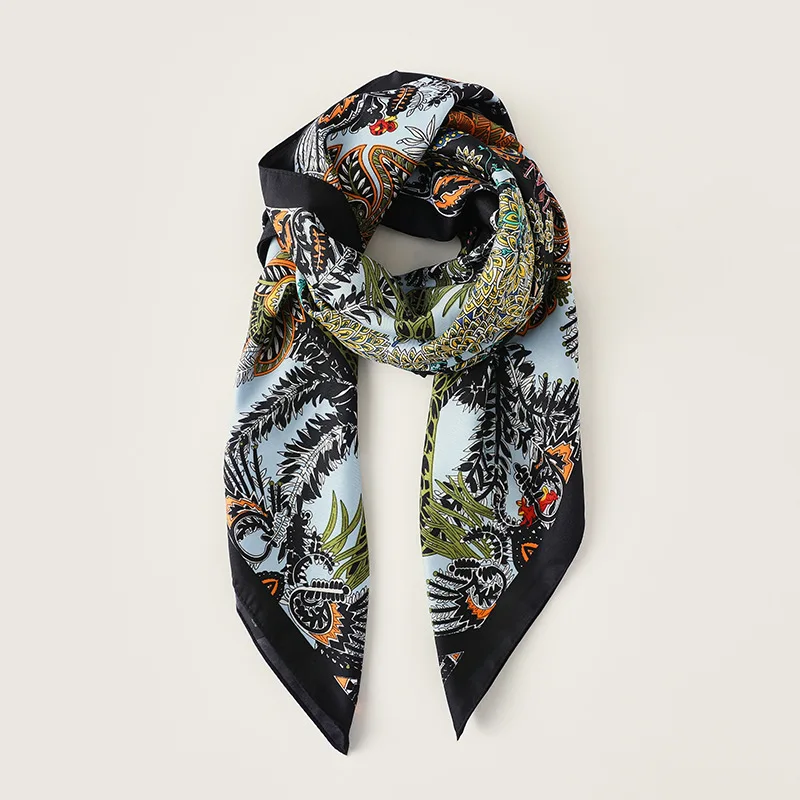 Sciarpa di seta di marca di lusso estiva scialli e involucri quadrati da donna sciarpe Foulard con collo di capelli piccoli per ufficio di moda