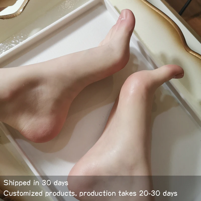 Adult Female Foot Model Female Foot Fetish Stockings High Simulation Safe Platinum Silicone Jewelry Shoes Display DZ3722