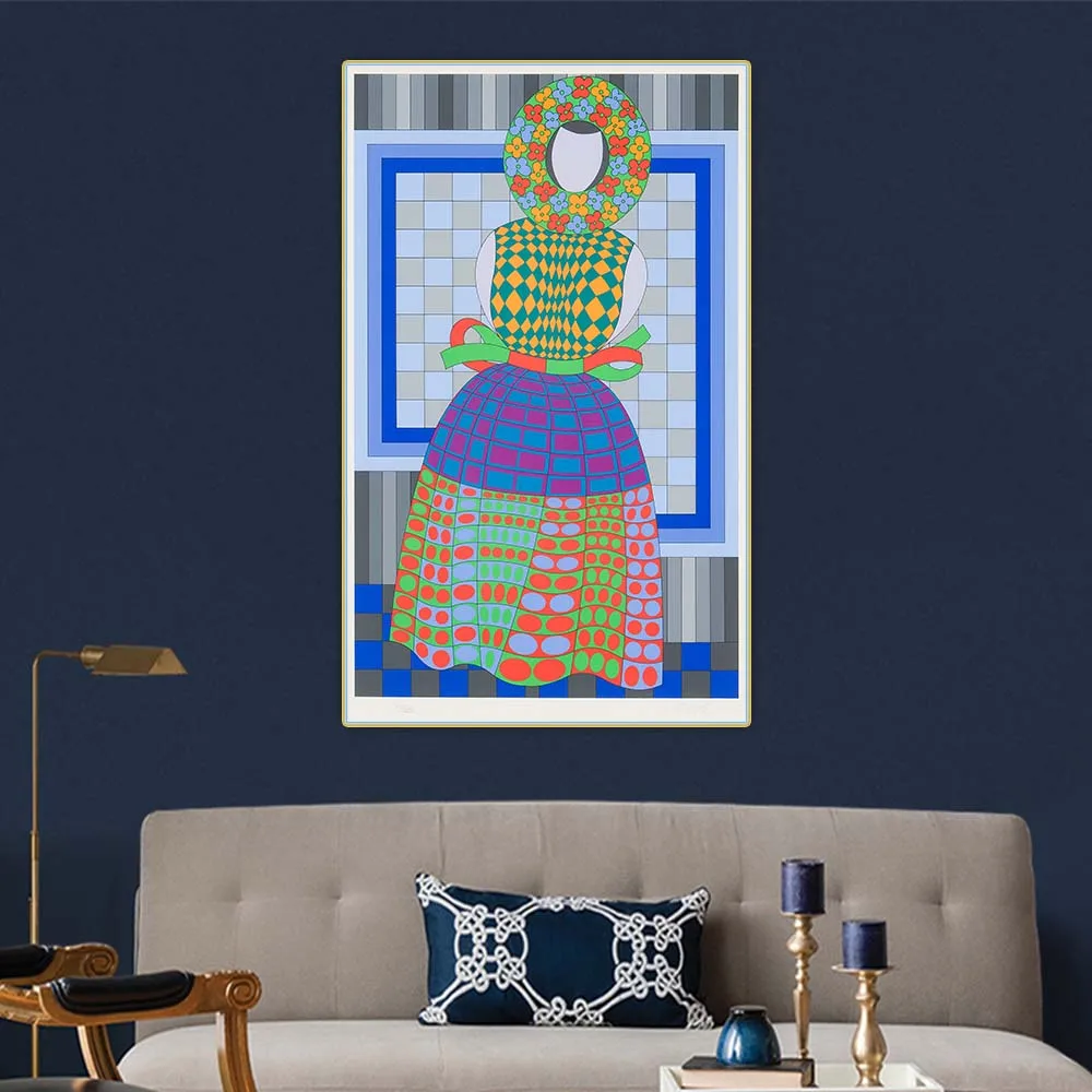 Flower Girl, 1980 by Victor Vasarely Optical Visual Art Canvas Oil Painting Aesthetics Picture Hanging Decor Home Decoration