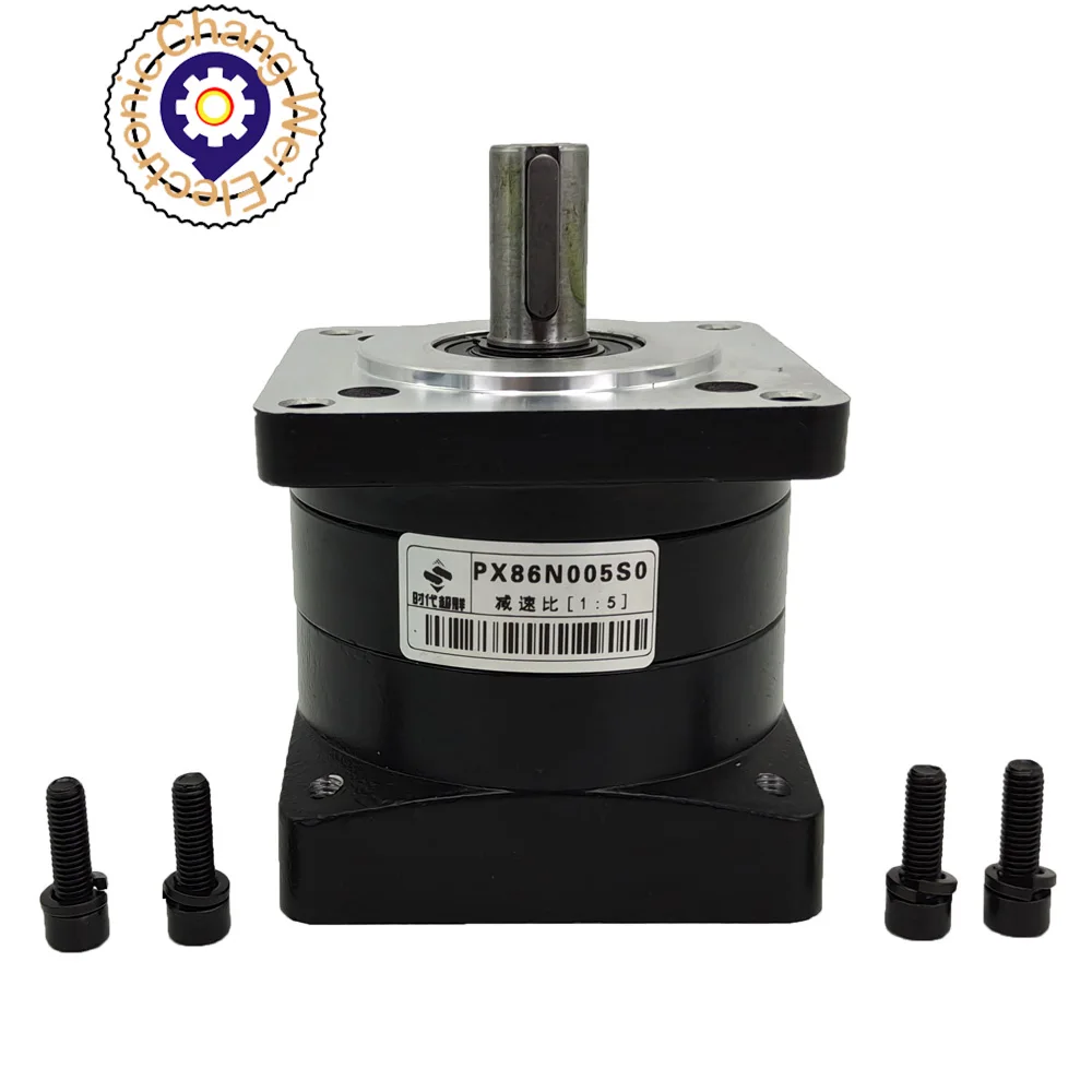 PX86N005S0 Planetary reducer black planetary reducer, reduction ratio 1:5, flange installati on method.