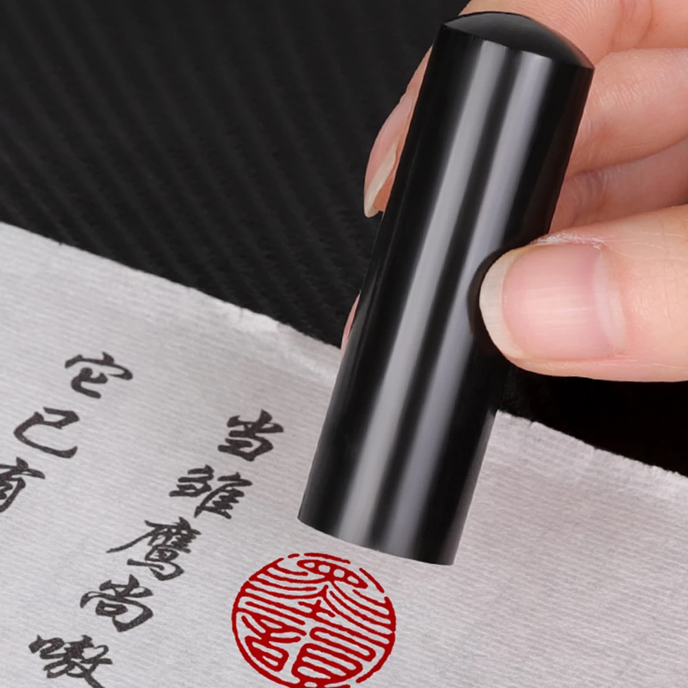 Chinese Traditional Style Black Color Decoration Stamp With Portable Box For Painting Calligraphy Retro Personal Seal For Friend