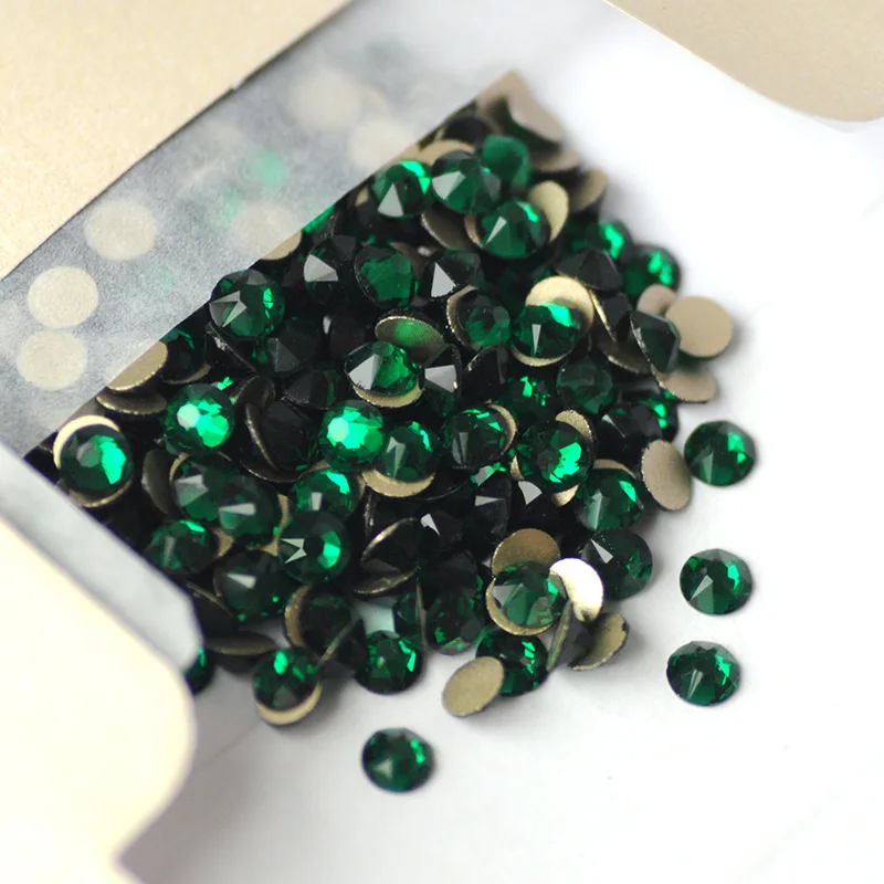 YANRUO 2088NoHF All Sizes Emerald Flatback 3D Nail Art Glitter Gems Strass Crystal Green Stones Non Hotfix Rhinestones