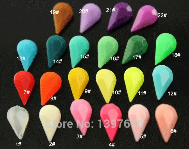 50pcs 6x10mm teardrop  solid candy colorful acrylic rhinestone stones Point back  stones For Garment Clothing Jewelry Craft