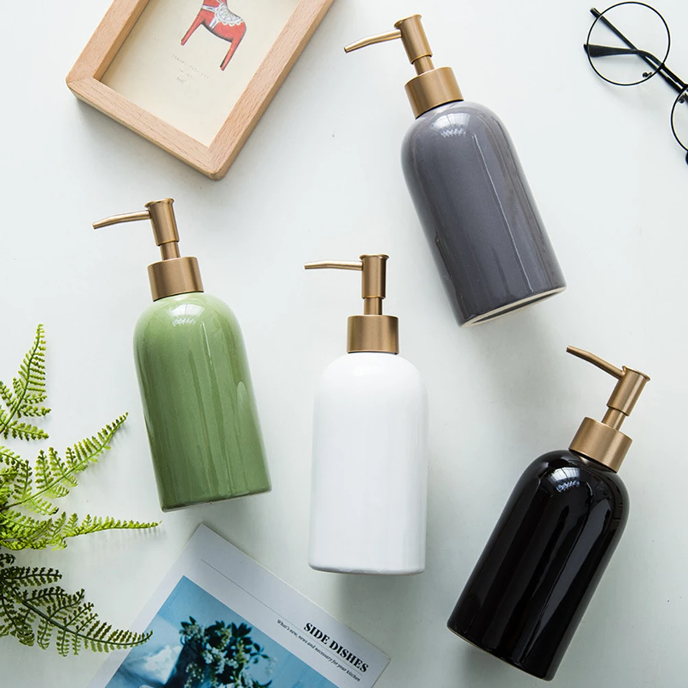 420ml Ceramic Liquid Soap Dispenser Shampoo Bottle Hand Sanitizer Shower Gel Soap Bottle Hand Soap Dispenser Empty Pump Bottle