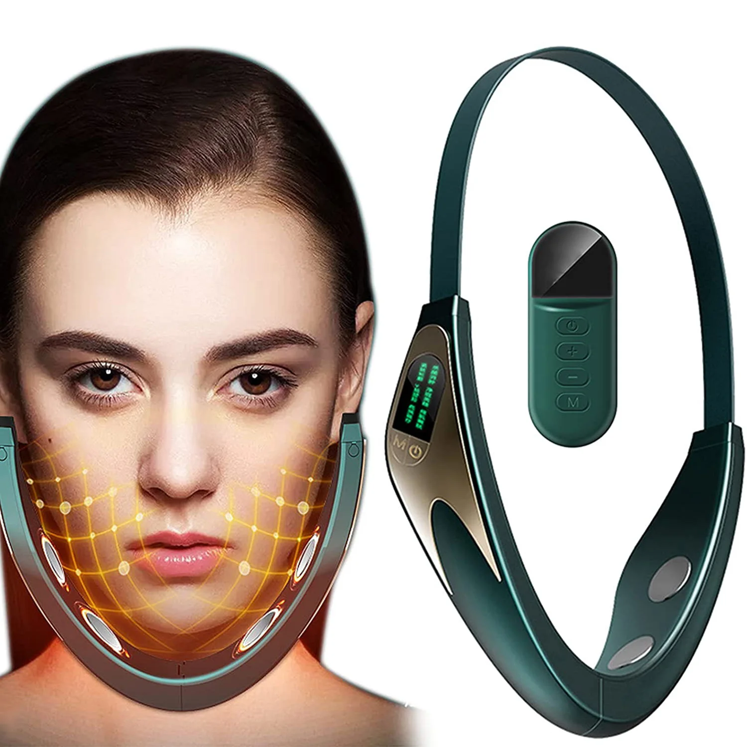 Electric V-Face Shaping Massager Lifting Neck Anti-Wrinkle Red Blue-Ray Double Chin Shaping Beauty Instrument with RemoteControl