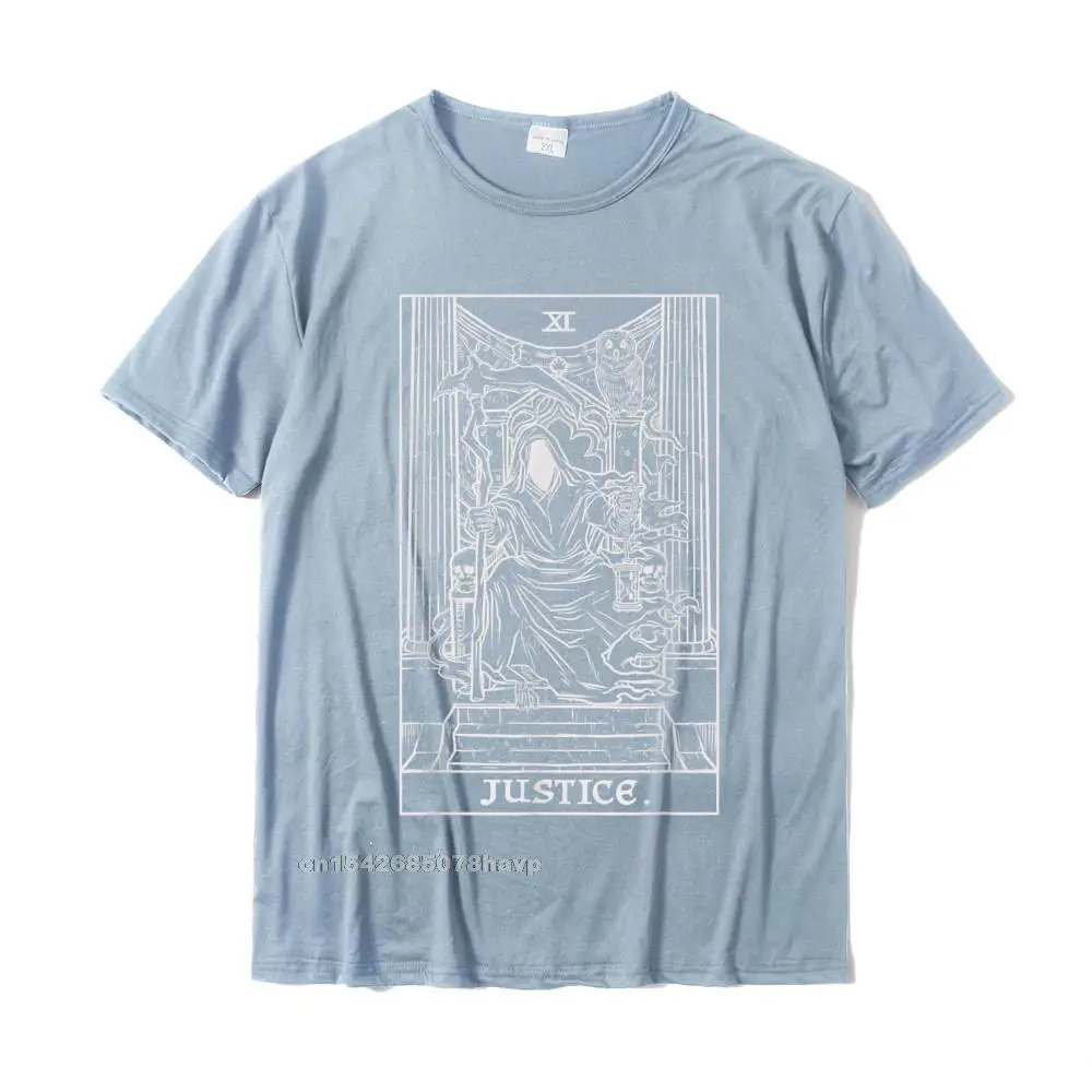 Justice Tarot Card Grim Reaper Halloween Goth Horror Occult T-Shirt Normal Cotton Men's Tops Shirt Casual Discount T Shirts