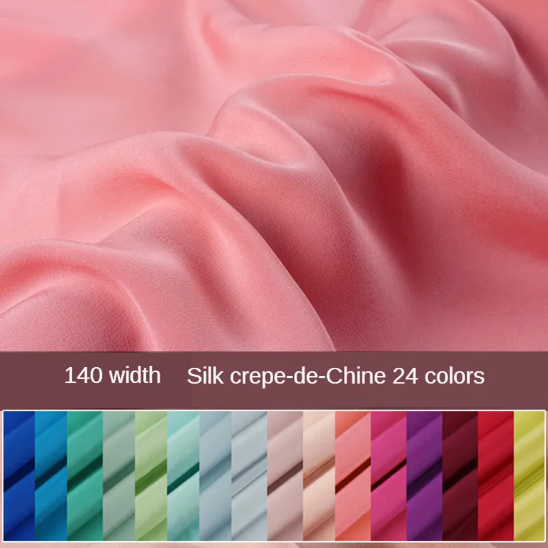 100% Silk Crepe De Chine Silk Fabric Dress Shirt Pajamas Wide Leg Pants Solid Color Clothing 140cm Wide 16mm Vacation