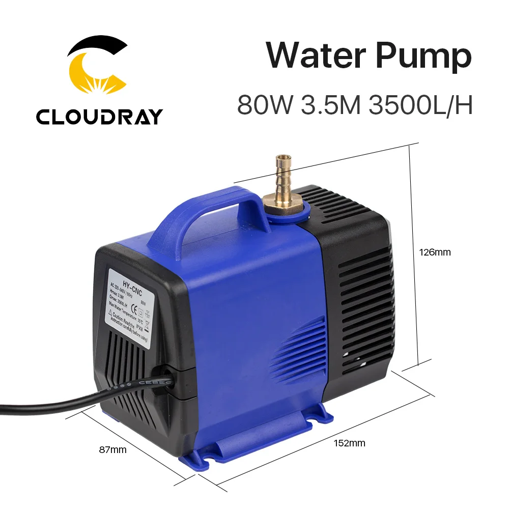 Submersible Water Pump 80W 3.5M 3500L/H IPX8 220V for CO2 Laser Engraving Cutting Machine