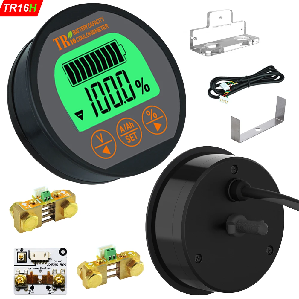 Digital Lcd Indicador de Capacidade da Bateria à Prova Impermeável Água Tester Monitor de Tensão da Motocicleta do Carro Voltímetro Tr16h dc 8120v 50a 100a 350a
