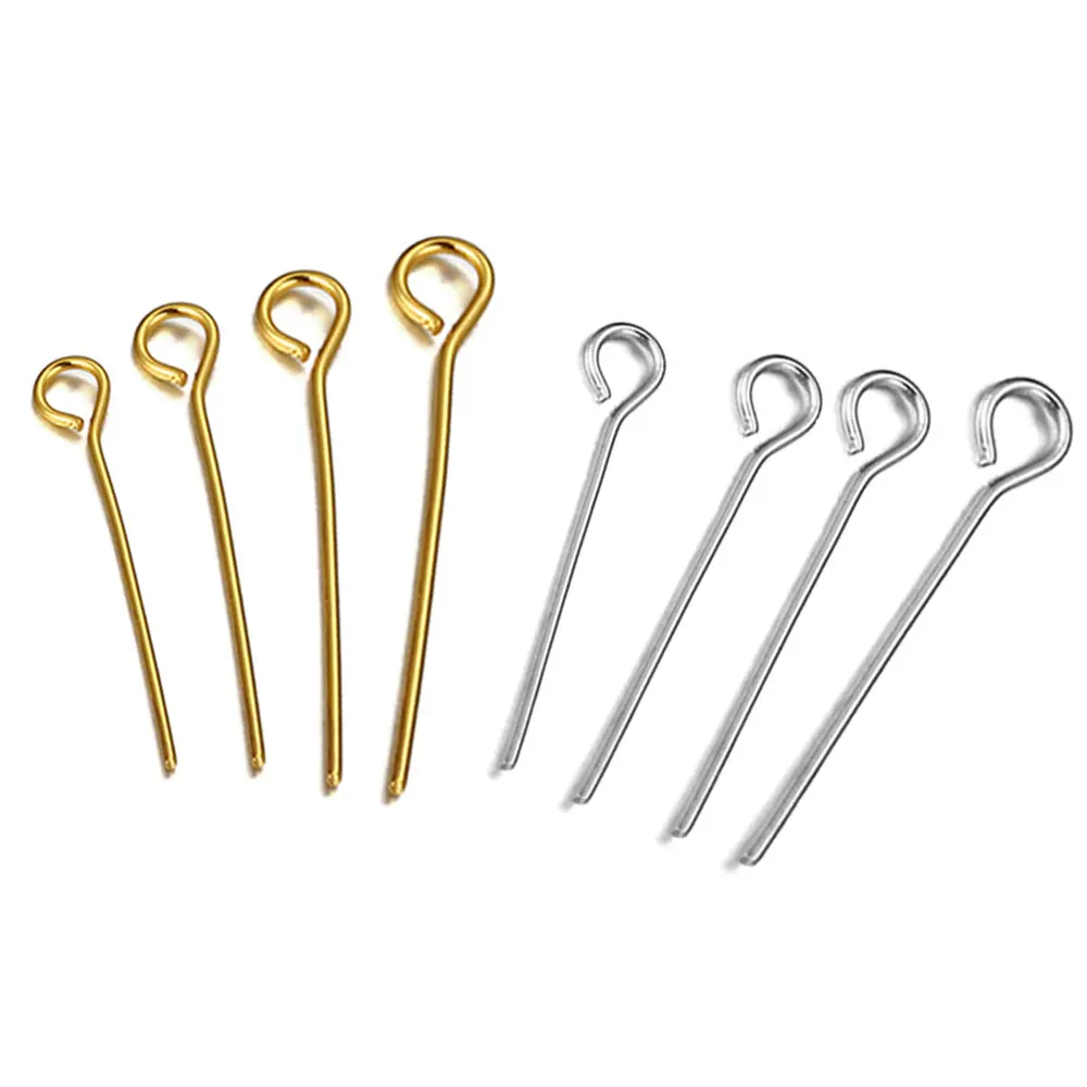 100pcs/lot 0.6mm Stainless Steel Gold Eye Pins Hooks 20/30/40mm for DIY Earrings Jewelry Findings Making Accessories Supplies