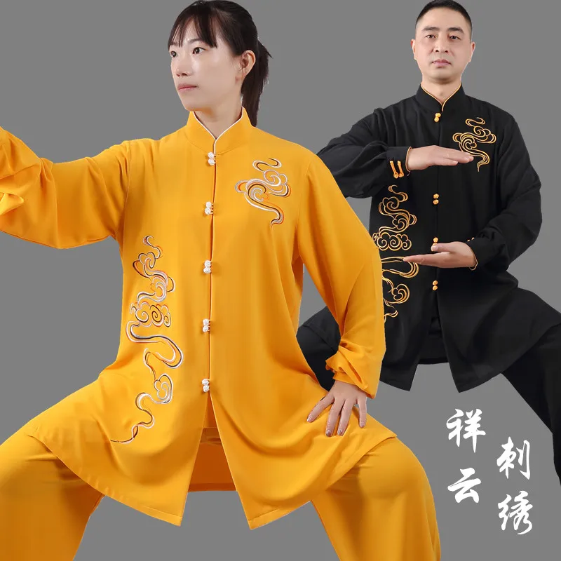 Traditional Chinese Taichi Clothing Long Sleeve Embroidery Wushu Martial Art Morning Exercise Woman Taiji Uniform Perfromance