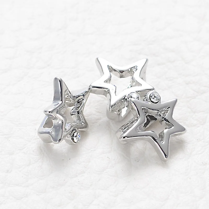 Miasol Imitation Rhodium Crystal Star Slide Charms Beads For Women Wrap Charm Bracelet Making