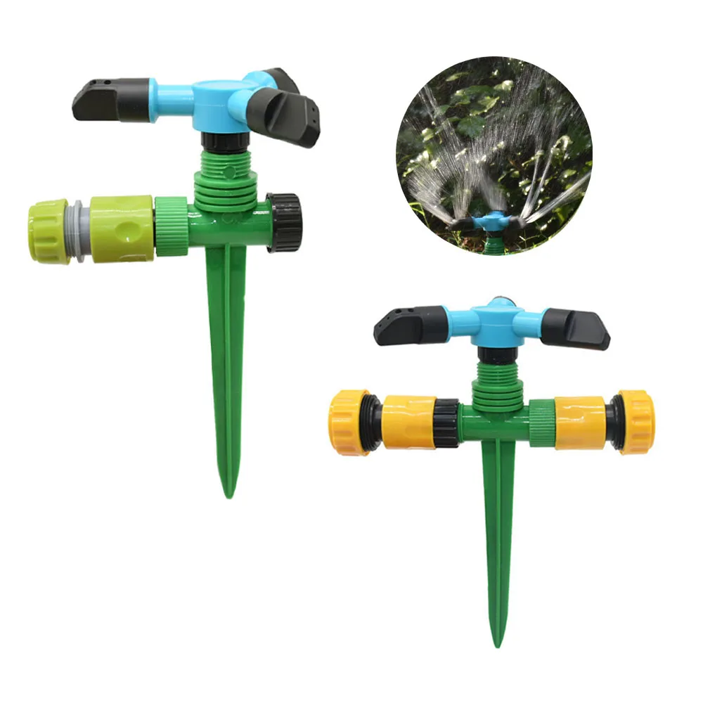 Garden Sprinklers With Support Automatic Watering Grass Lawn 360 Degree Rotating Water Sprinkler 3 Arms Nozzles Garden Irrigatio