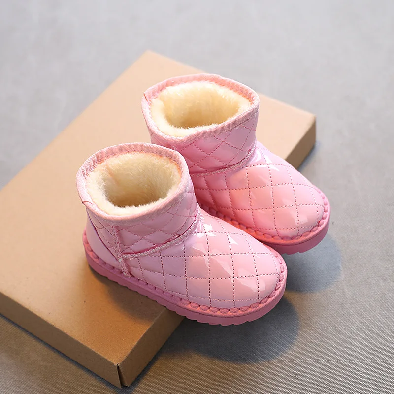 Unisex Jongens Enkellaarsjes Meisjes Winter 2021 Mode Pluche Slip-On Kids Snowboots Platte Met Kind Meisje Schoen waterdicht 3-12 Jaar