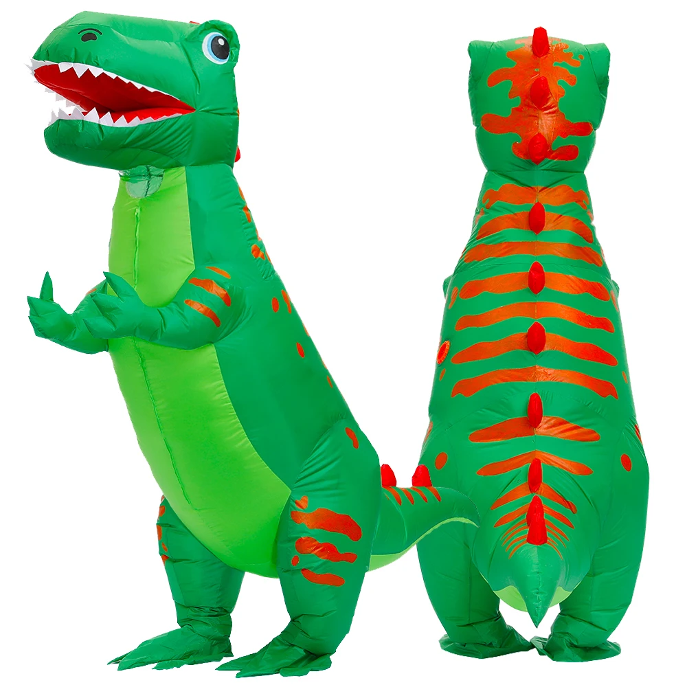 Disfraz de dinosaurio inflable t-rex azul para adultos, traje de Cosplay de dibujos animados de Anime, mascota divertida, fiesta de Halloween y