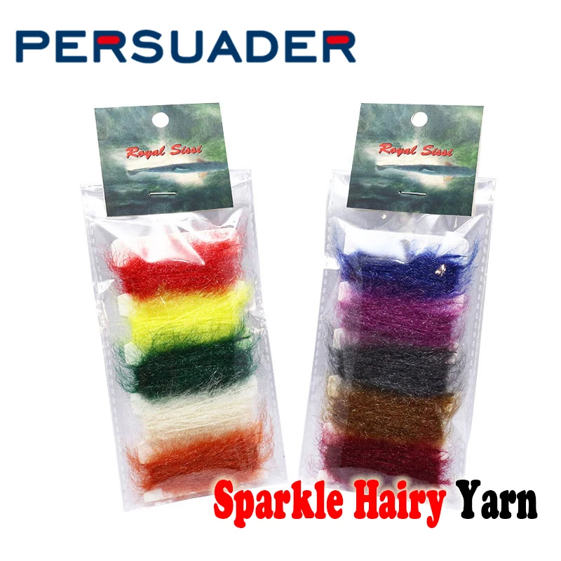 Persuader 5colors assorted card 15yards pack fly tying sand worm yarn sparkle hairy dubbing yarn scud nymph body tying materials