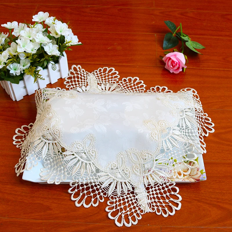 Modern Fashion Brocade Water Soluble Embroidery Simple Placemat Coaster Balcony Coffee Table Mat Bakeware Furniture Decoration